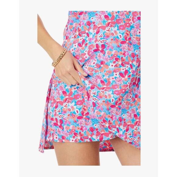 Lilly Pulitzer Linwood Ruffle Pink and Blue Print Romper Size 8 Lined New - Picture 3 of 11